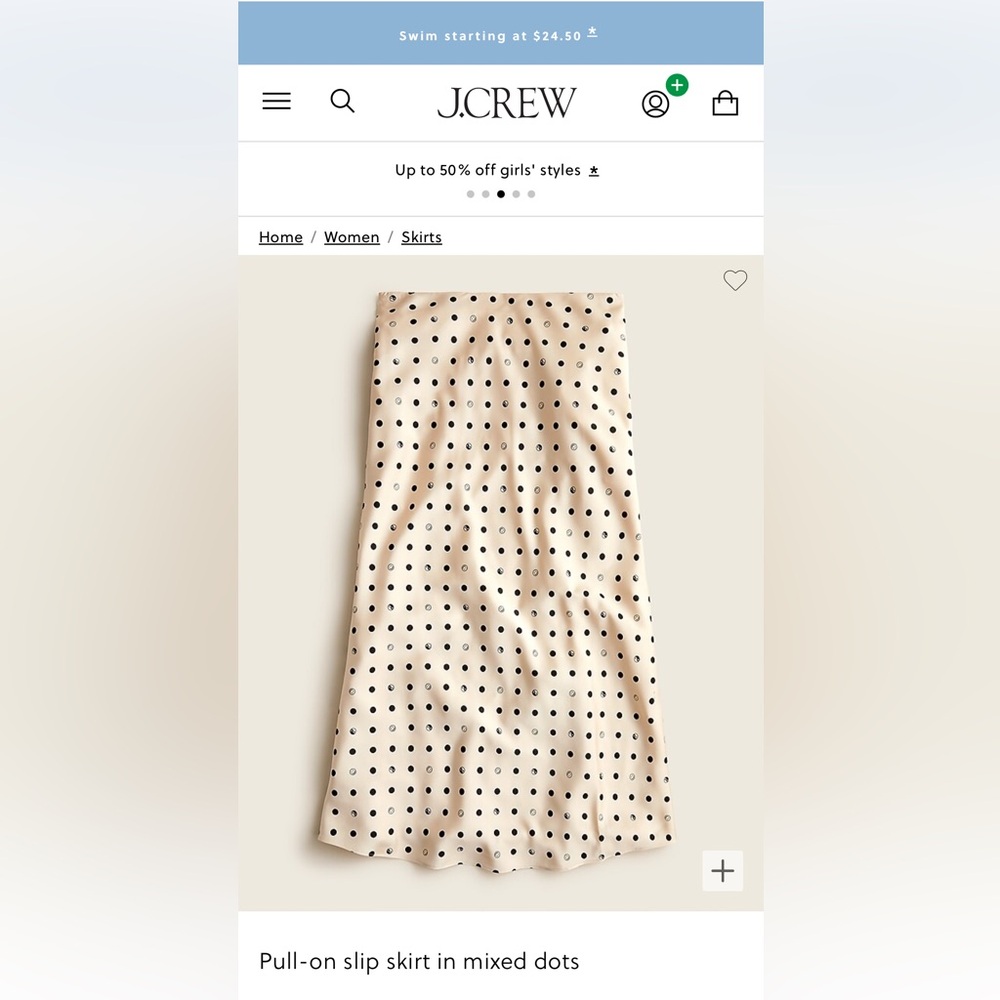 J crew mixed dots pull on slip skirt NWT